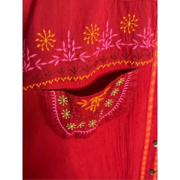 Gudrun Sjoden Embroidered Button Front Shacket Dress Women’s Size Medium - Picture 5 of 8